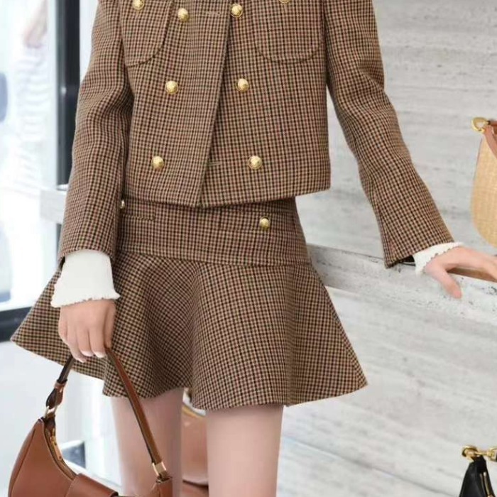 ★Celine★ウール 千鳥格子ミニスカート