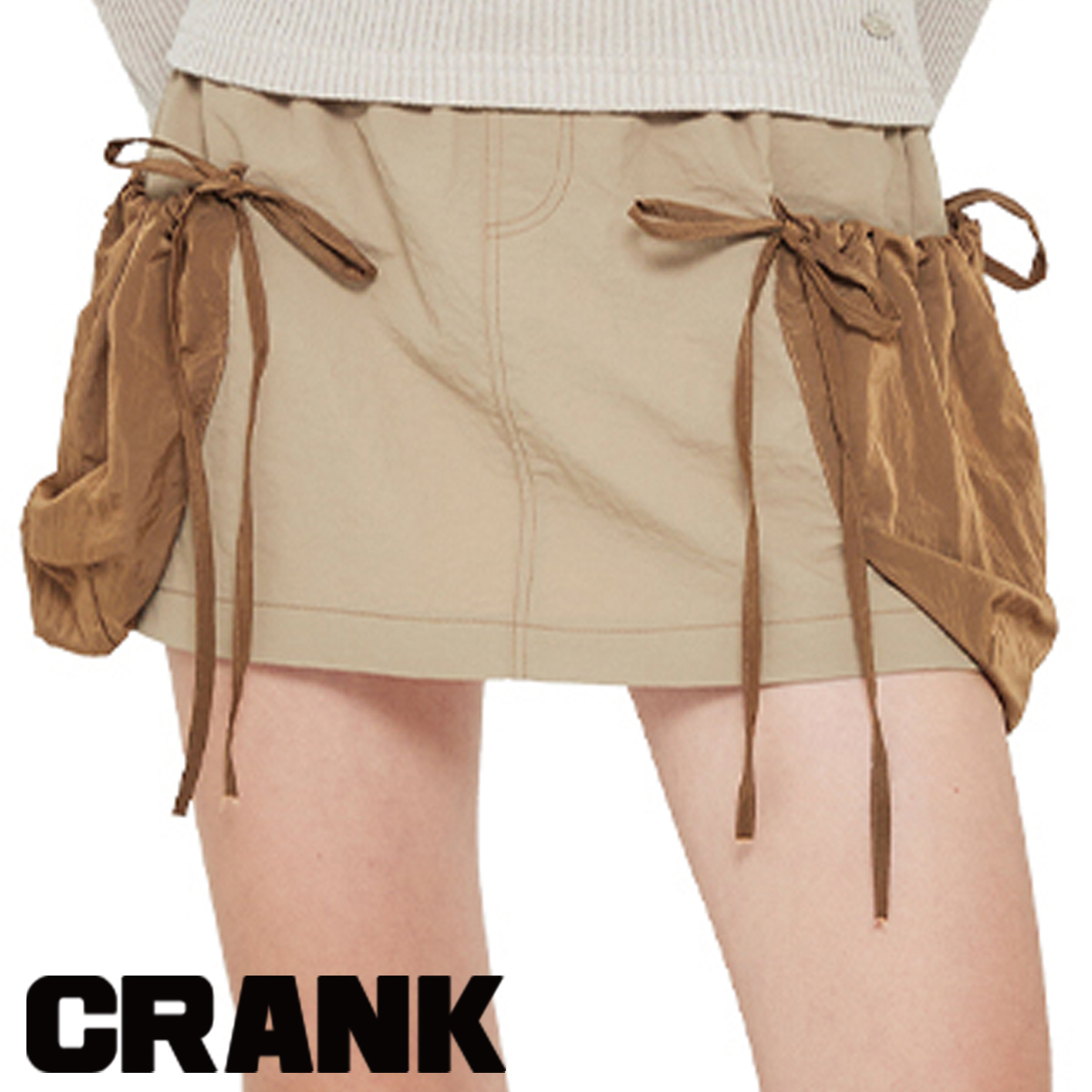 ★CRANK★BIG POCKET STRING SKIRT_BROWN★正規品/韓国直送料込