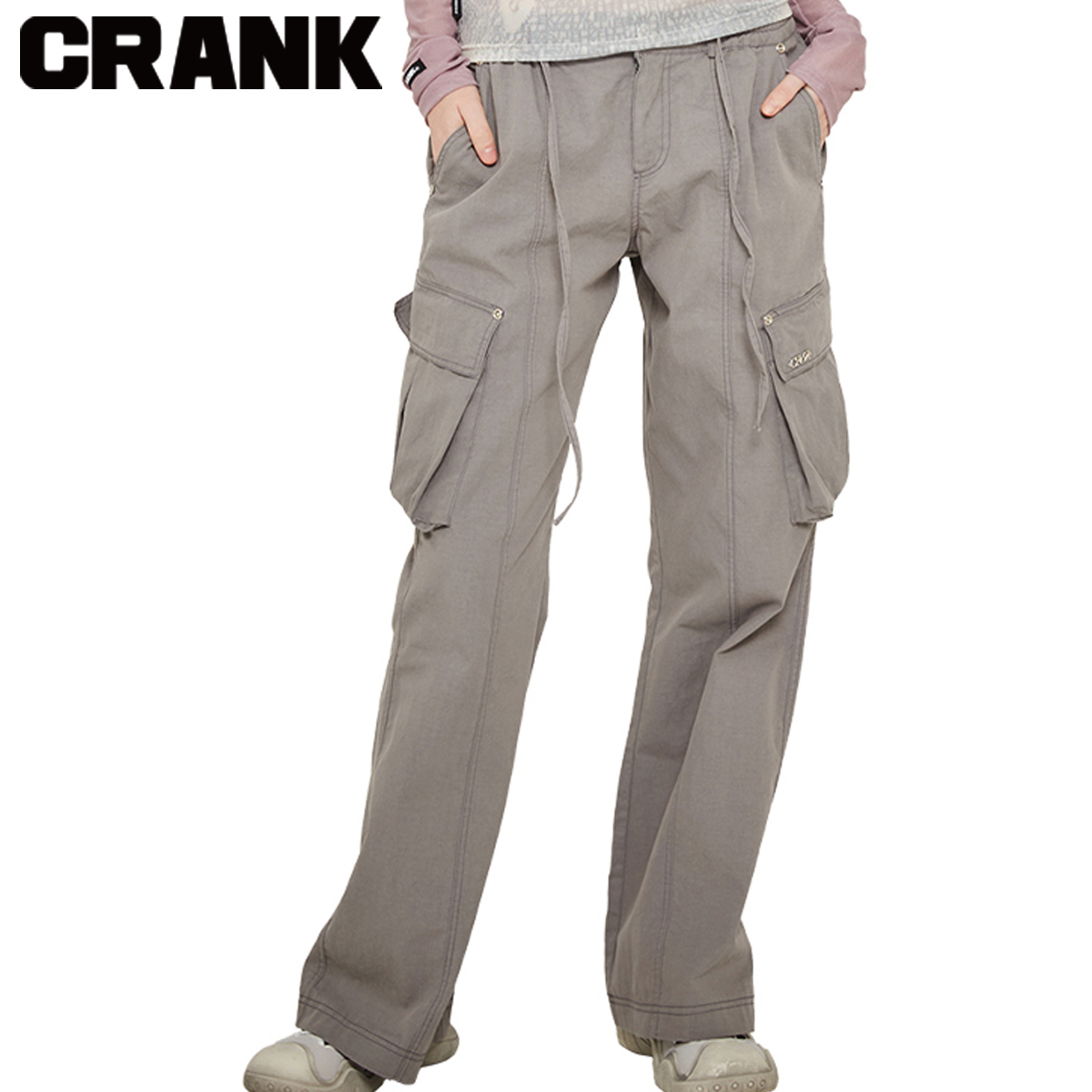★CRANK★WASHED LOWRISE CARGO PANTS_GREY★正規品/直送料込