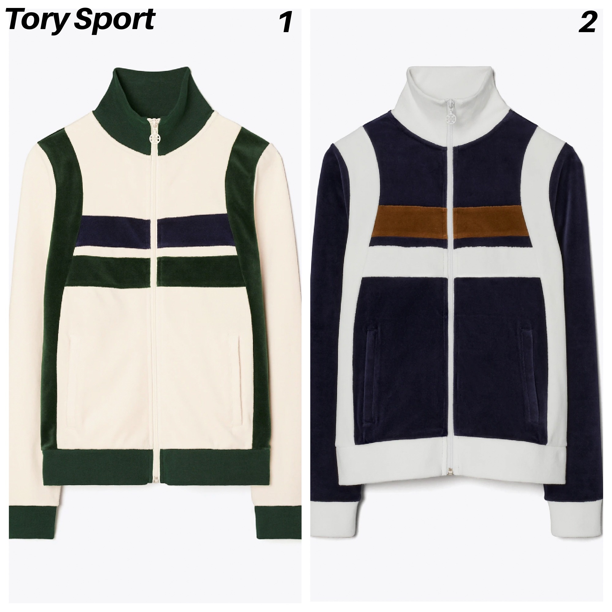 【TORY SPORT】VELOUR COLORBLOCK TRACK JACKET