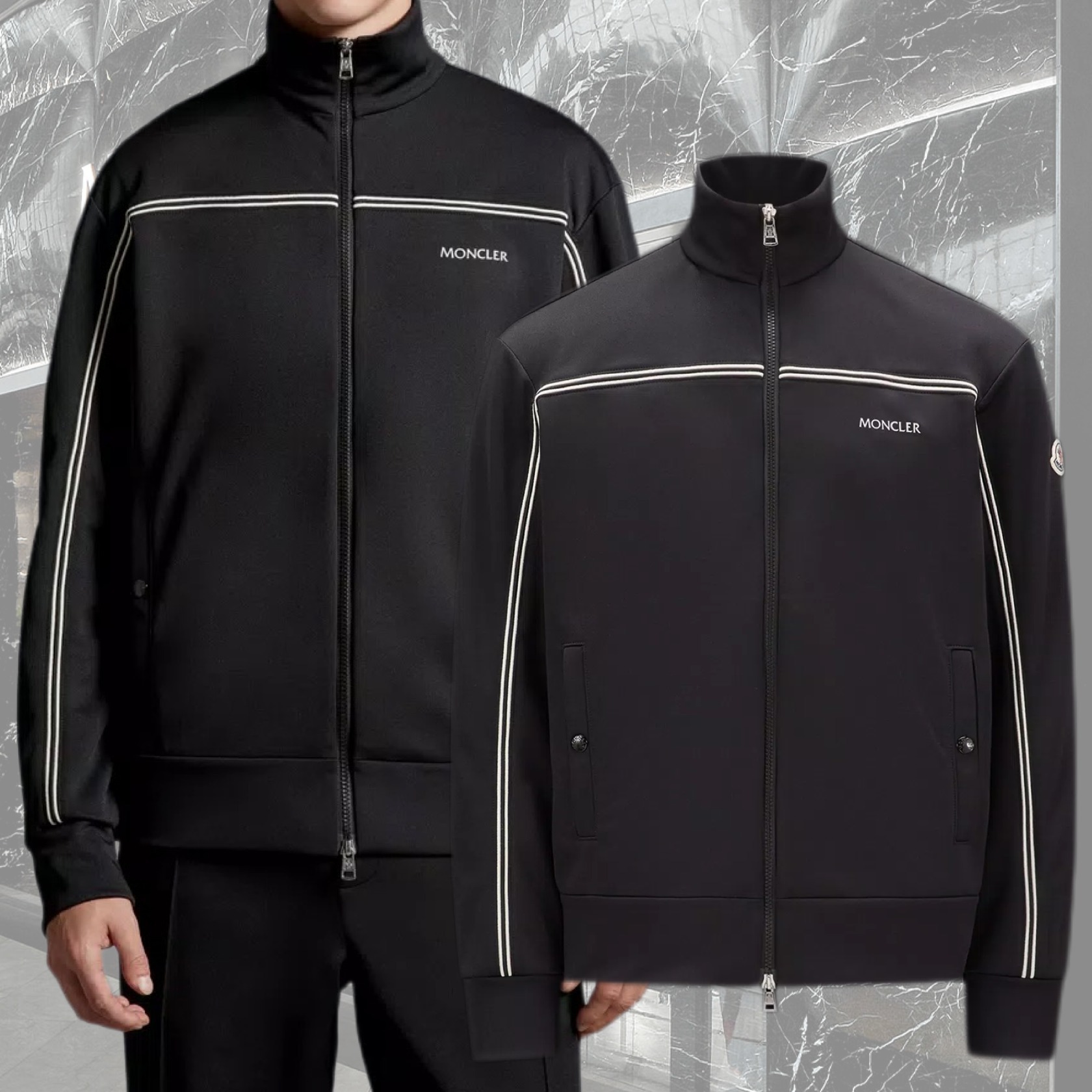 【MONCLER】トリアセテート ジップアップ スウェットシャツ
