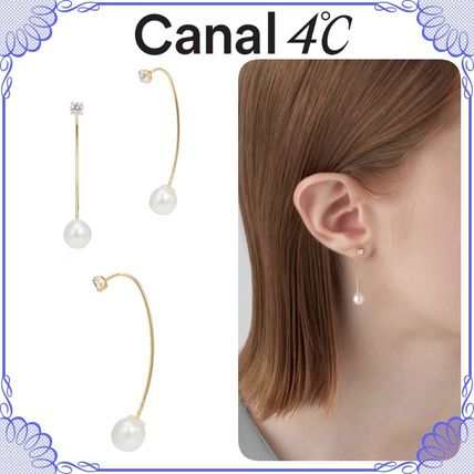 4℃ Earrings Casual Style Party Style 10K Gold Office Style Elegant Style