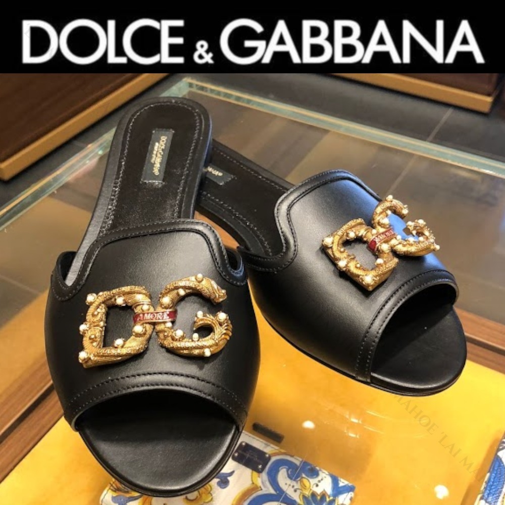 DOLCE&GABBANA ロゴ フラットサンダル