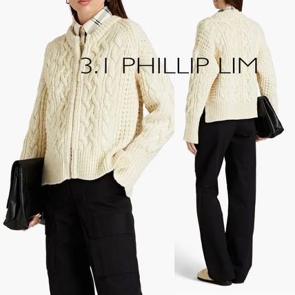 3.1 Phillip Lim More Sweaters Cable Knit Casual Style Wool Long Sleeves Plain Office Style