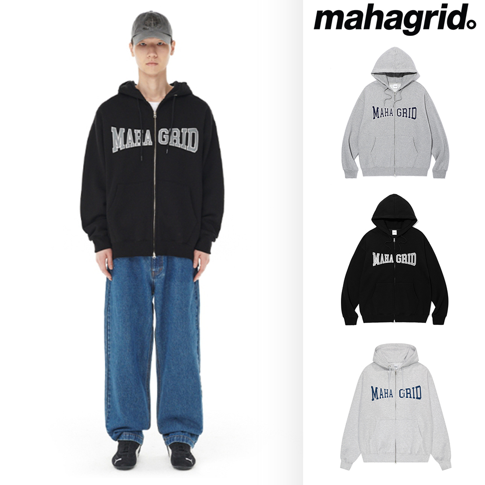 【mahagrid】APPLIQUE ZIP UP HOODIE