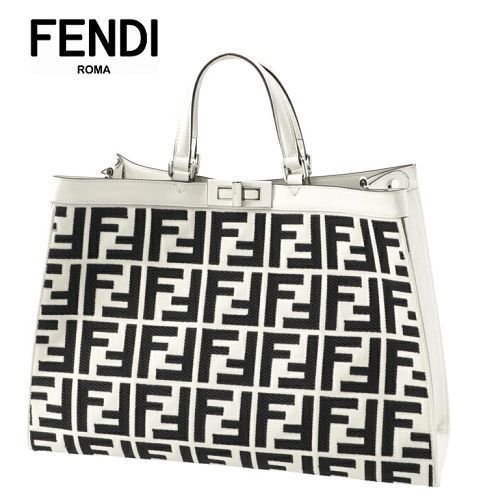 ☆FENDI☆ X-Tote Mediuml トート WHITE RICE×NERO♪