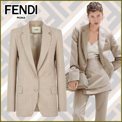 フェンディ FENDI 2way ベルト付き ジップジャケット ベージュ