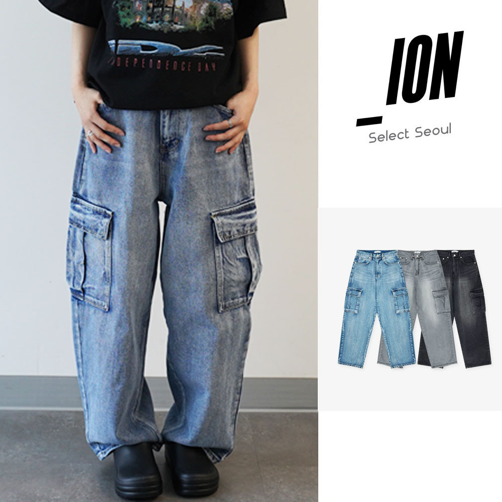 デニム・ジーパン IONSEOUL Name Cargo Denim Pants (3 colors) BJ226