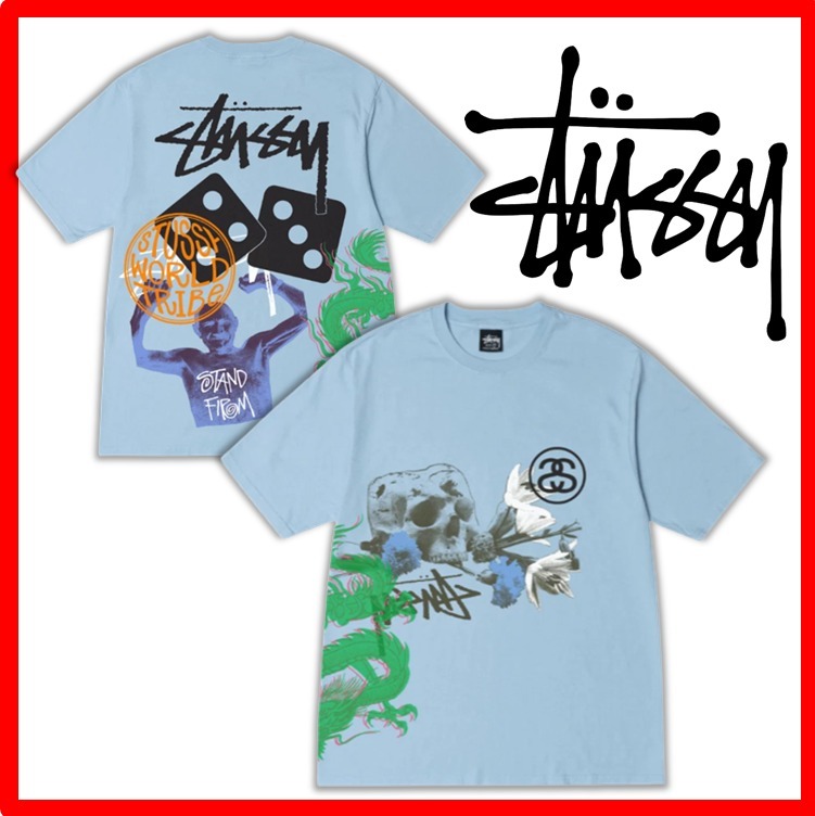 ★人気★【STUSSY】★Strike Pigment Dyed T-Shirt★Sky Blue★