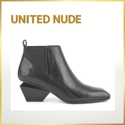 United Nude Ankle & Booties Square Toe Plain Toe Rubber Sole Casual Style Street Style