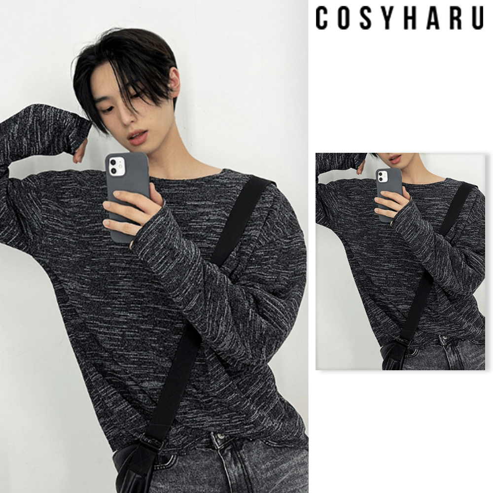 【COSYHARU】Thin Deki Round Long Sleeve Tee