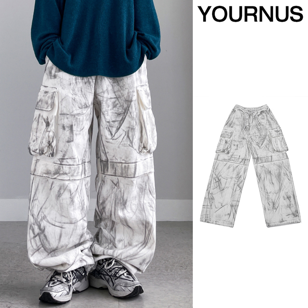 【YOURNUS】Sculled Wash White Cargo Pants