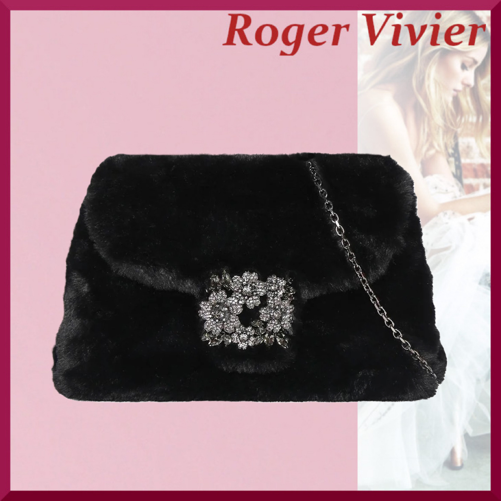 【Roger Vivier】ドレープブーケ バックル ミニバッグ ファー
