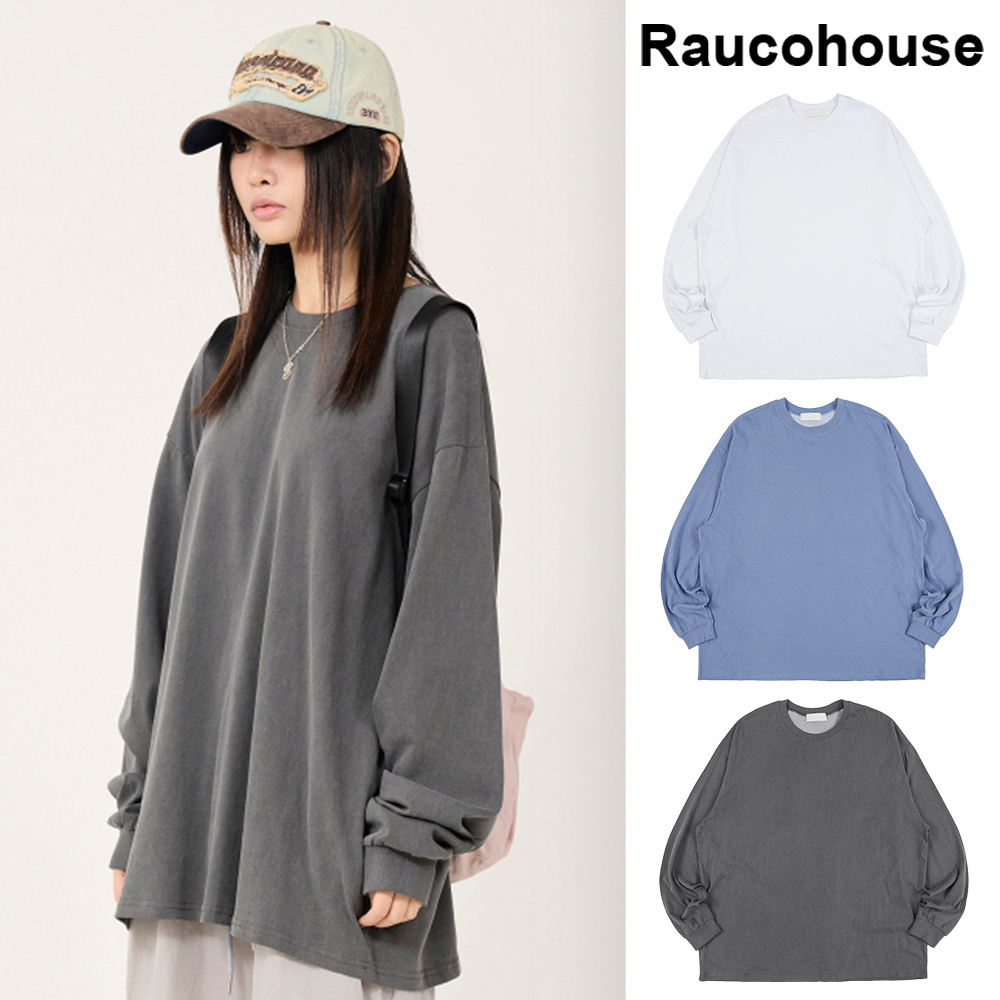 【Raucohouse】Pigment sleeve lip banding basic long sleeve