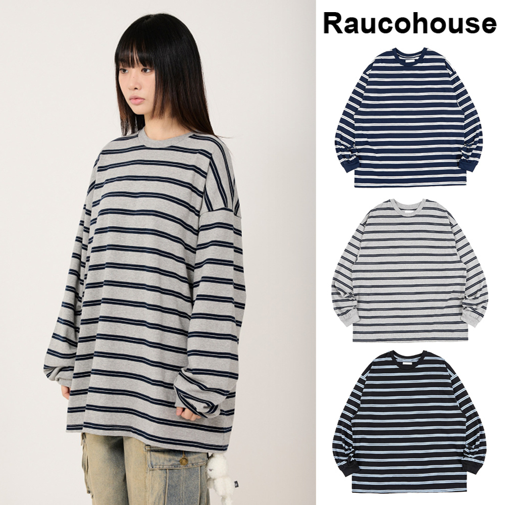 【Raucohouse】Relaxed stripe long sleeve