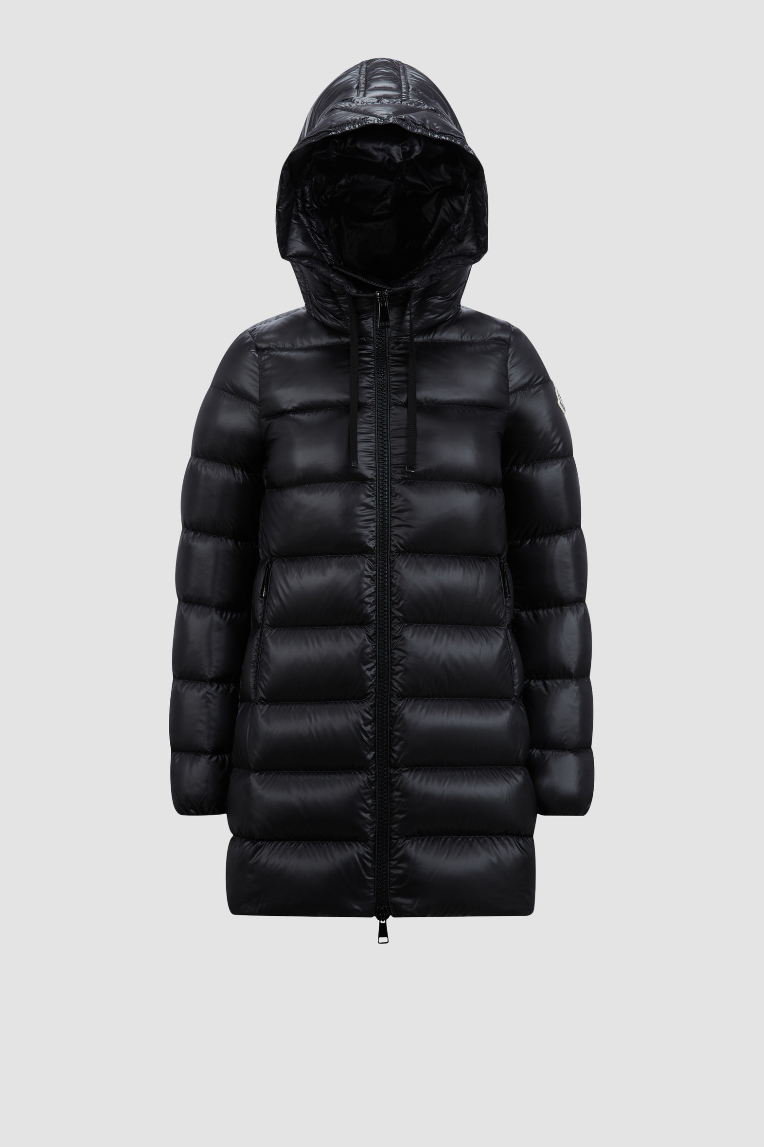 【MONCLER】Suyenロングダウンジャケット ロゴ フード ナイロン