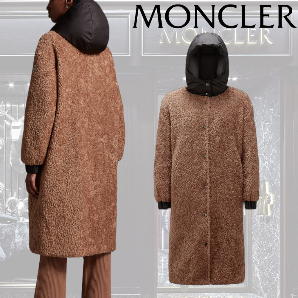 【MONCLER】Bernacheコート ロゴ フード リバーシブル ボア