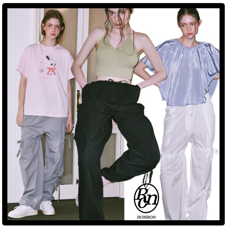 ★関税込★RONRON★23SS RIBBON STRING PARACHUTE PANTS★