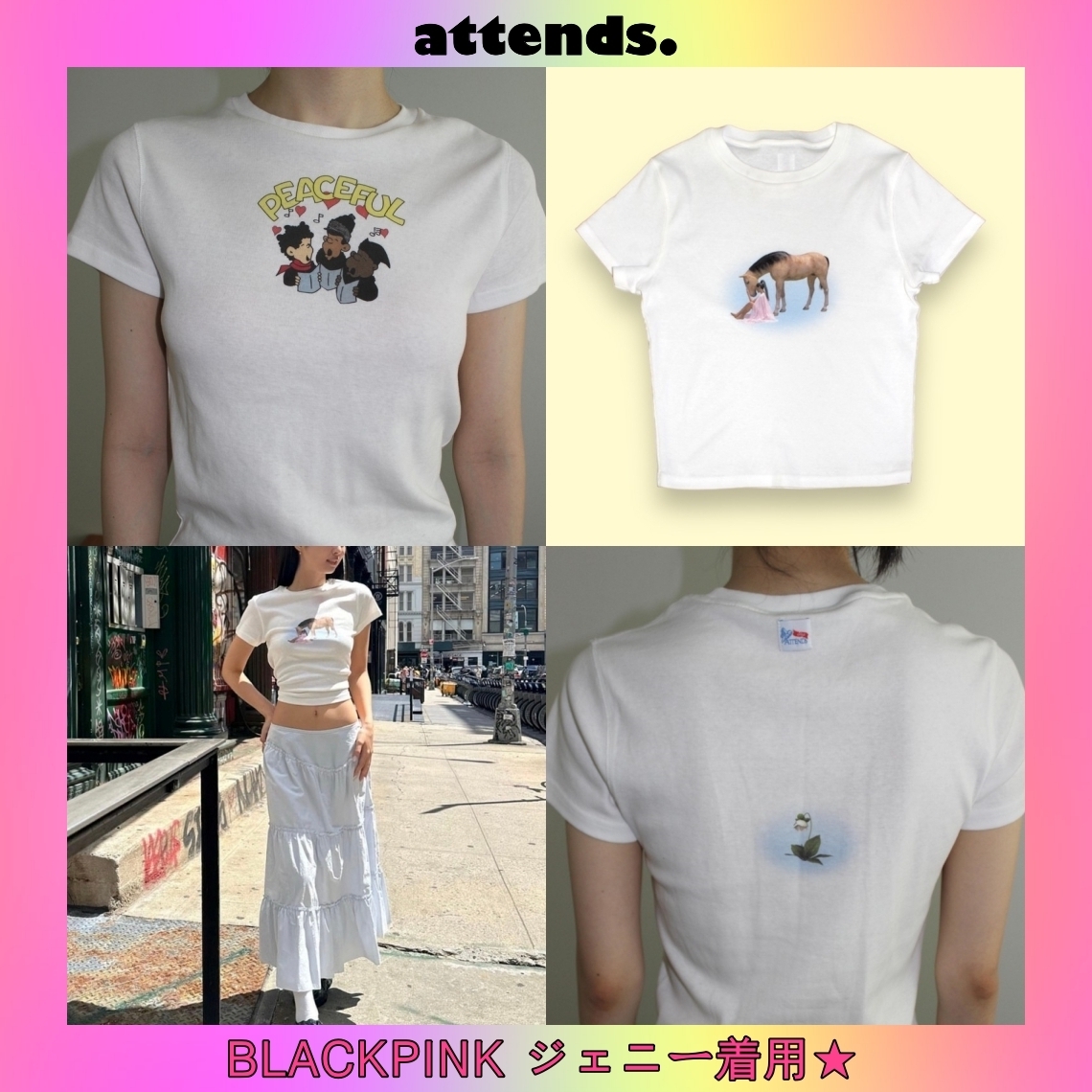 【attends.】 BLACKPINK ジェニー着用★ Short-Sleeved T-shirt