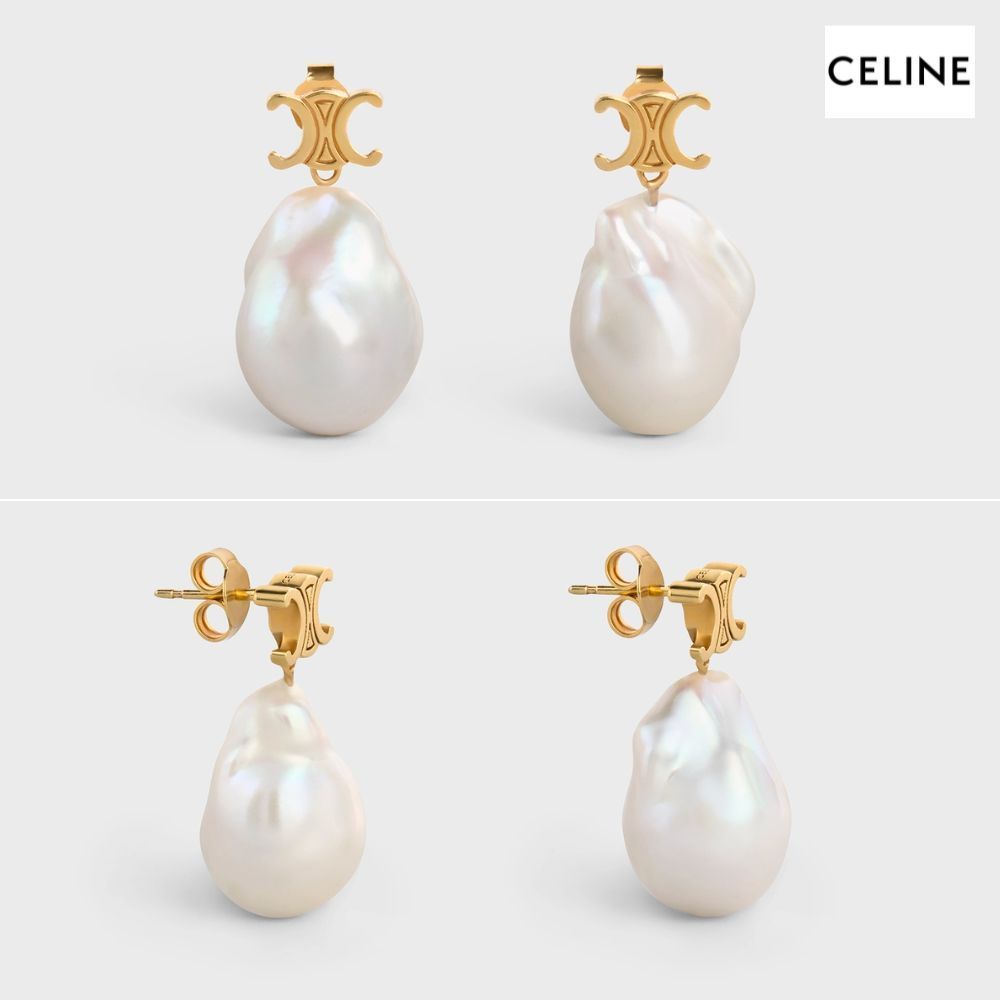 CELINE パール トリオンフ ゴールドカラー ピアス