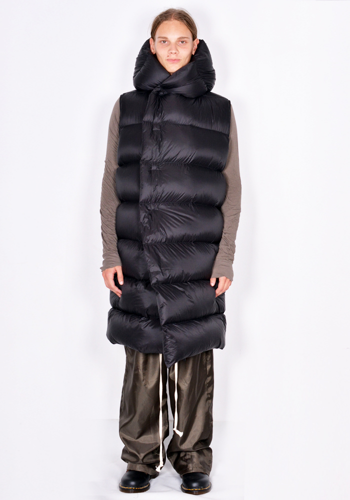 RICK OWENS MEN RU02C7999 NPD3 SLEEVELESS HOODED LINER COAT