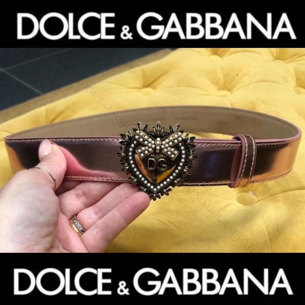 DOLCE&GABBANA  カーフスキン ハートモチーフ ロゴ ベルト