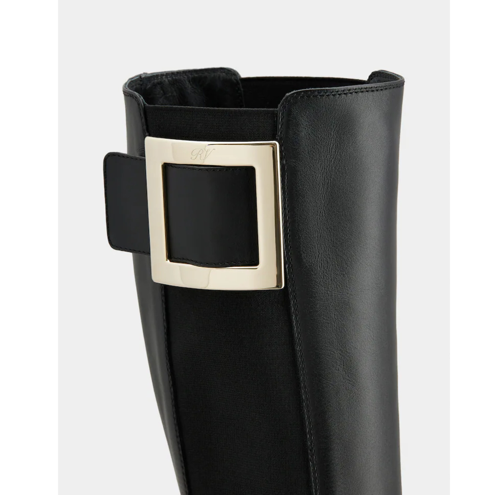 【Roger Vivier】Viv' Rangers メタルバックル チェルシーブーツ Viv' Rangers Chelsea Booties in patent leather Black Woman