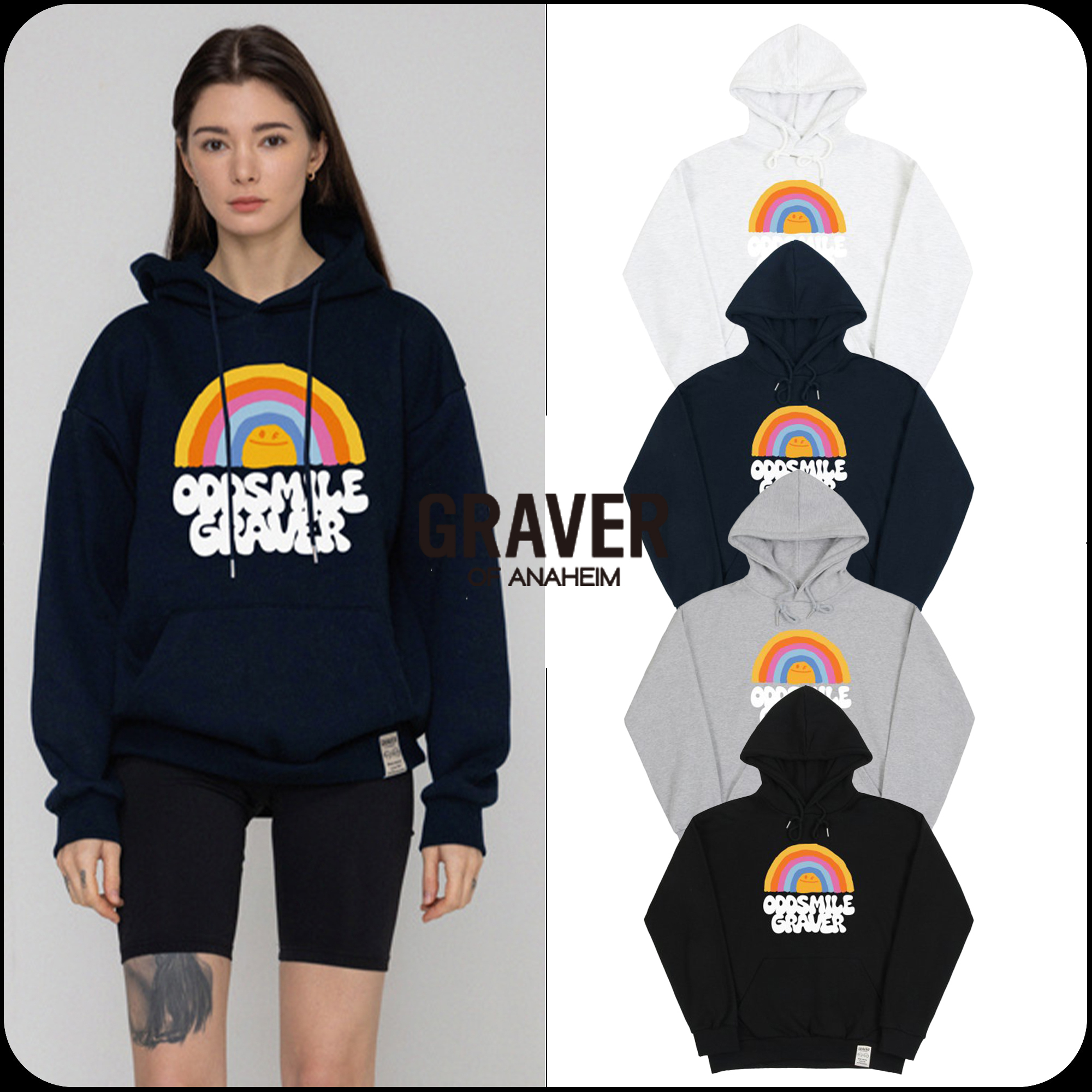 [GRAVER]★ODDSMILE RAINBOW SMILE HOODIE