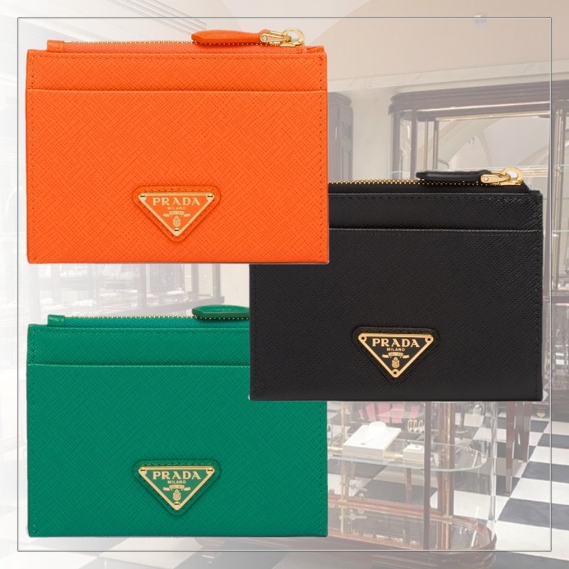 大人気 PRADA◆サフィアーノレザー カードホルダー コインケース