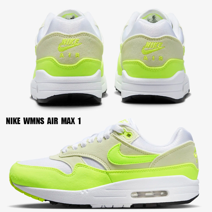 激安通販 NIKE☆WMNS AIR MAX 1☆WHITE/SEA GLASS/BLACK/VOLT (Nike 靴