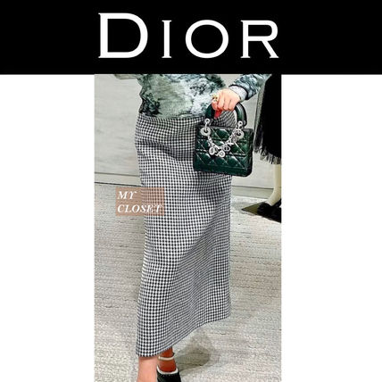 DIOR 新作 スカート 黒 千鳥格子 チェック柄 ロング ミディ 直営 購入