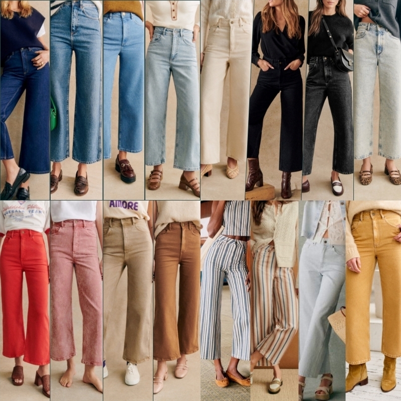 セザンヌ コットン 7/8丈 ワイドレッグ パンツ