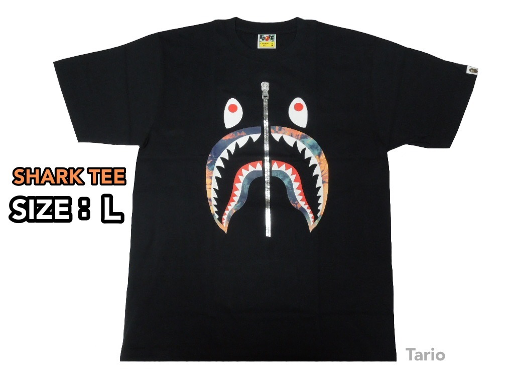 A BATHING APE（エイプ）TIE DYE SHARK TEE Tシャツ ブラック L