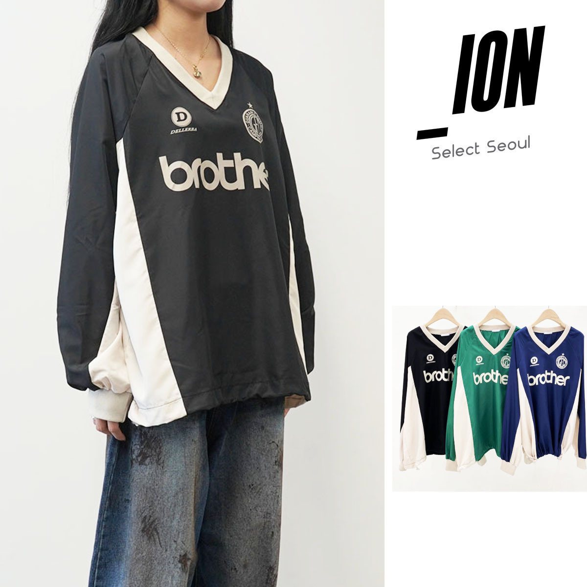 Tシャツ・カットソー IONSEOUL V-neck logo printing soccer jersey BJ381