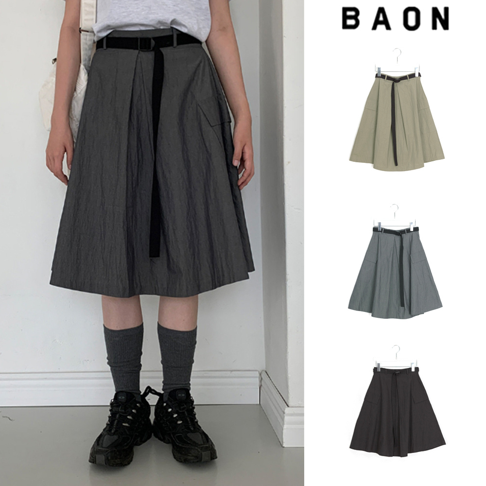 【BAON】Gichio Belt Cargo Midi Skirt