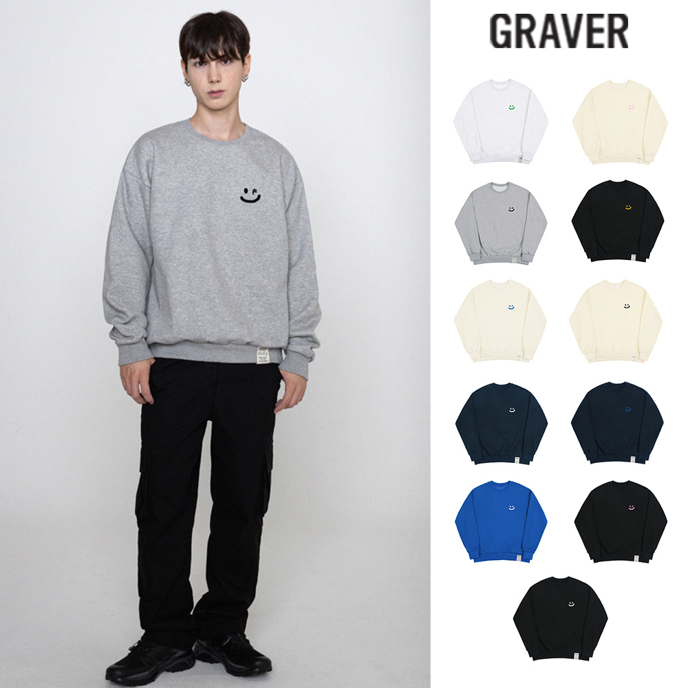 【GRAVER】23FW★ Small Drawing Smile Sweatshirt