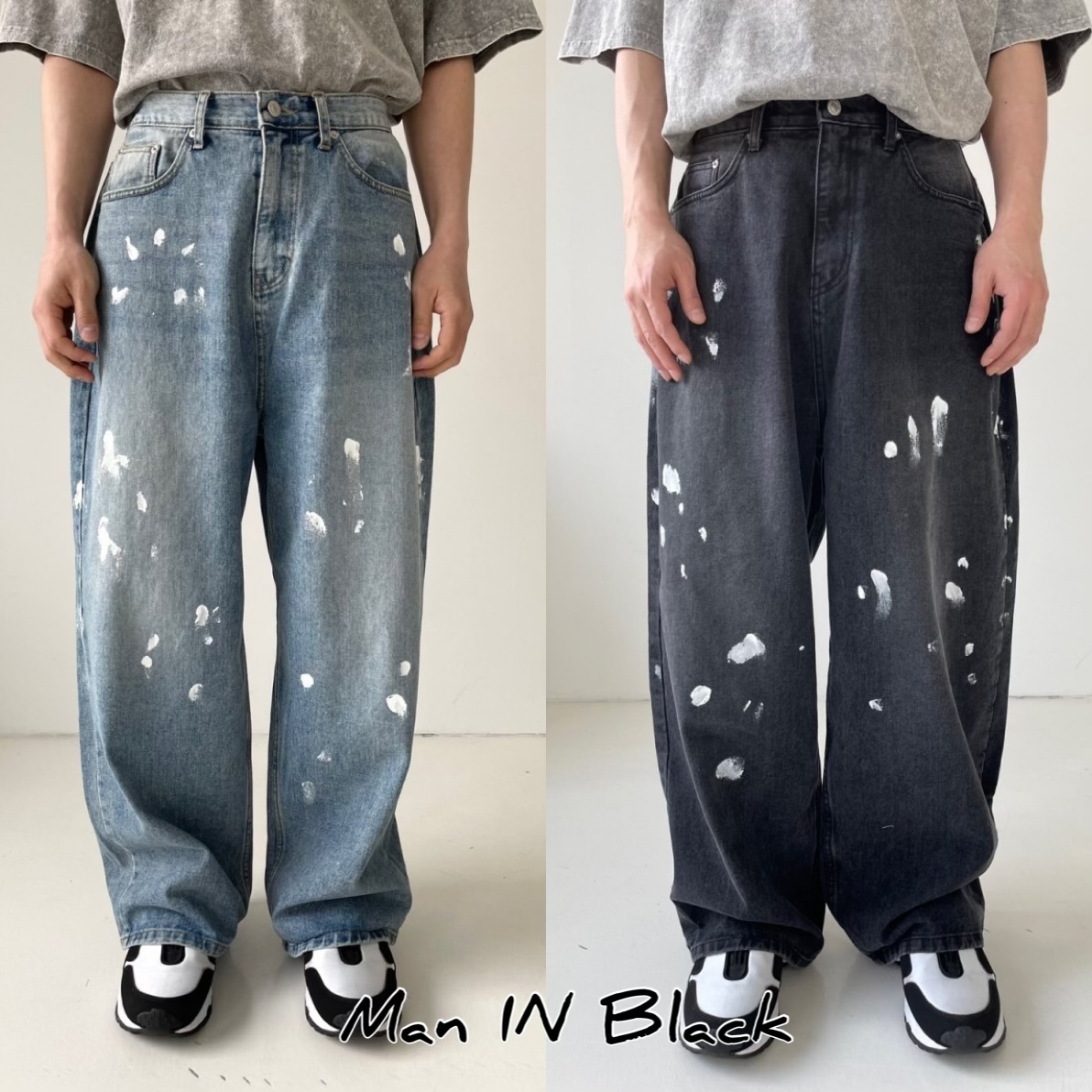 [送料込] Painting Super wide denim (2color)
