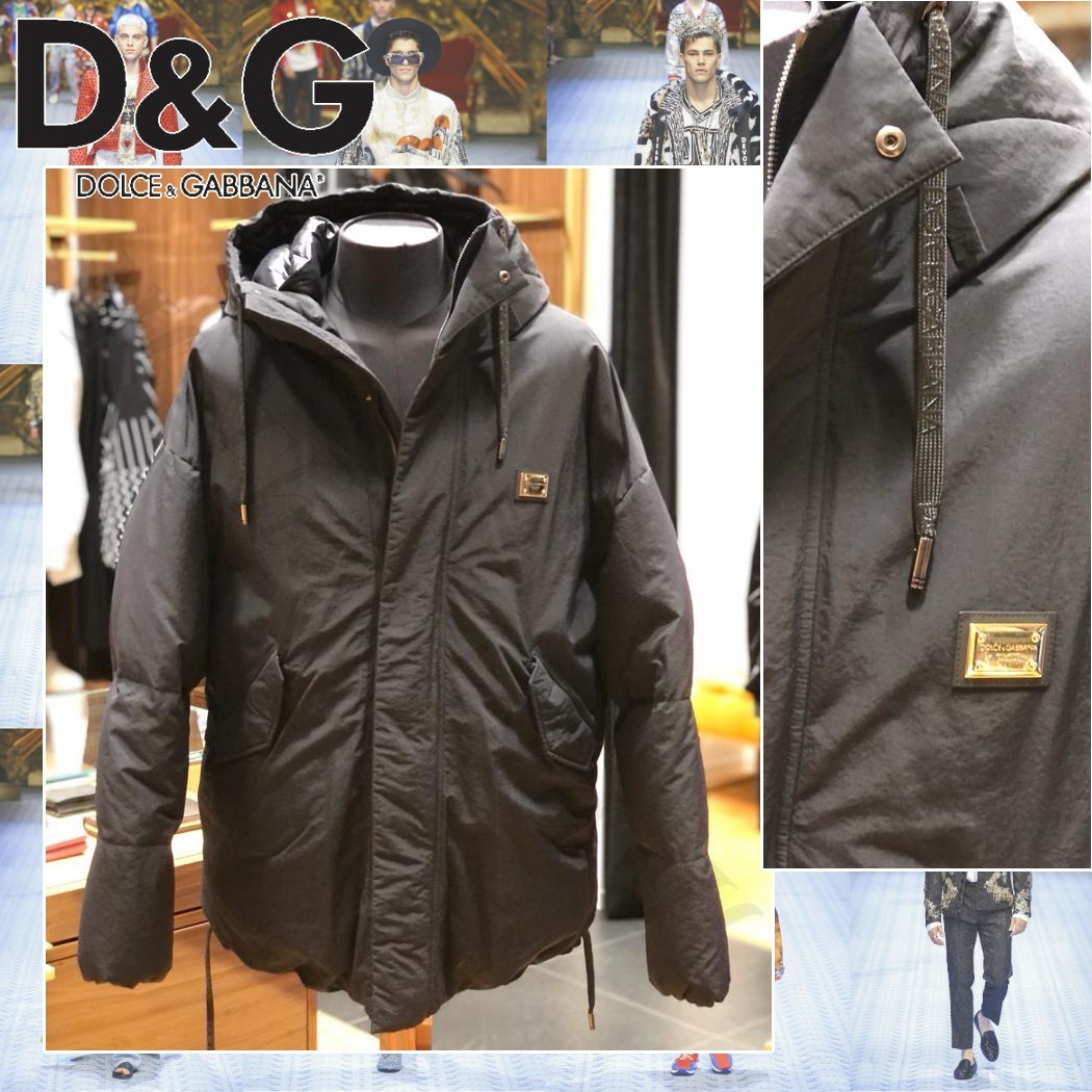 Dolce & Gabbana ロゴプレート パデッド フード付き コート