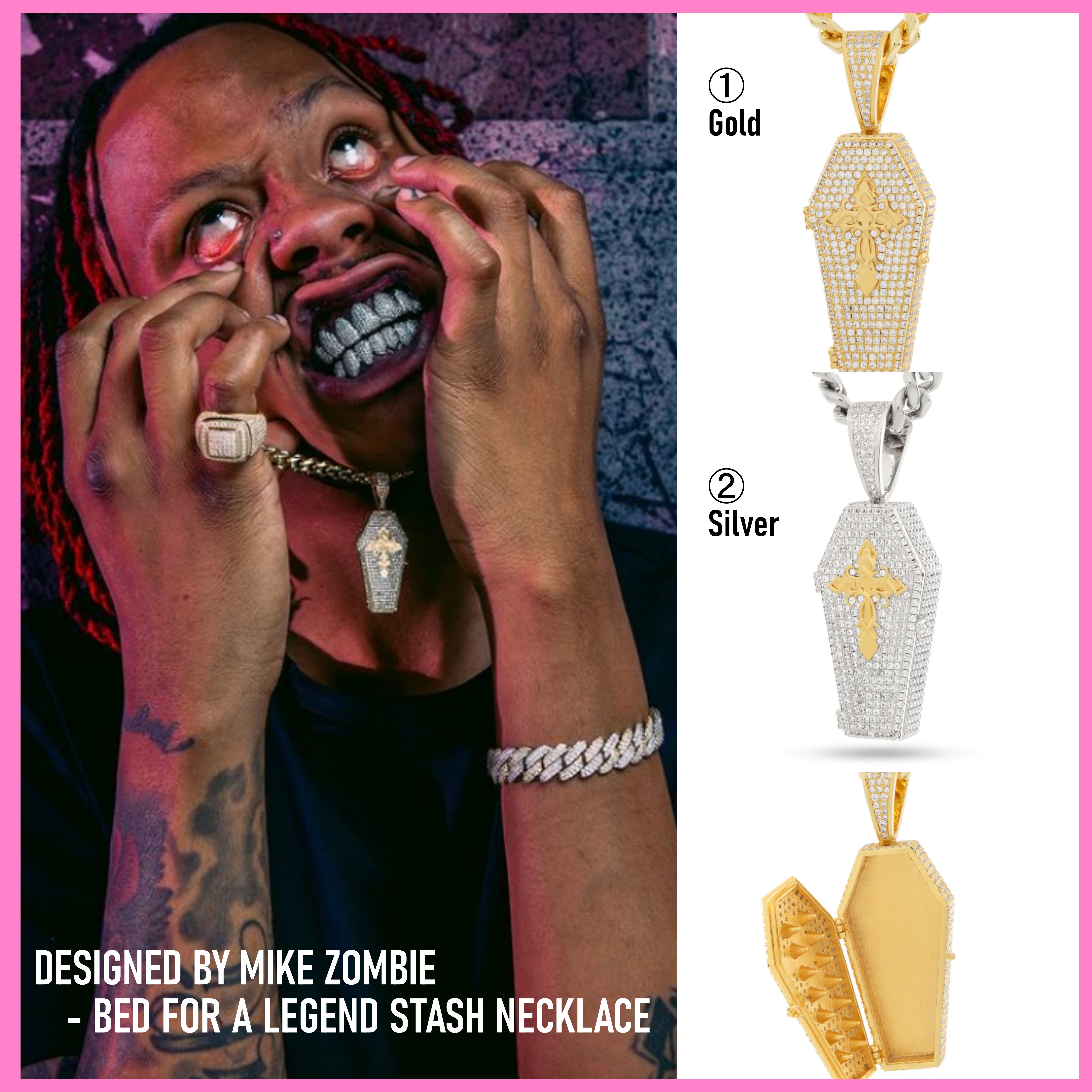 【King Ice】MIKE ZOMBIE☆BED FOR A LEGEND STASH NECKLACE 2色