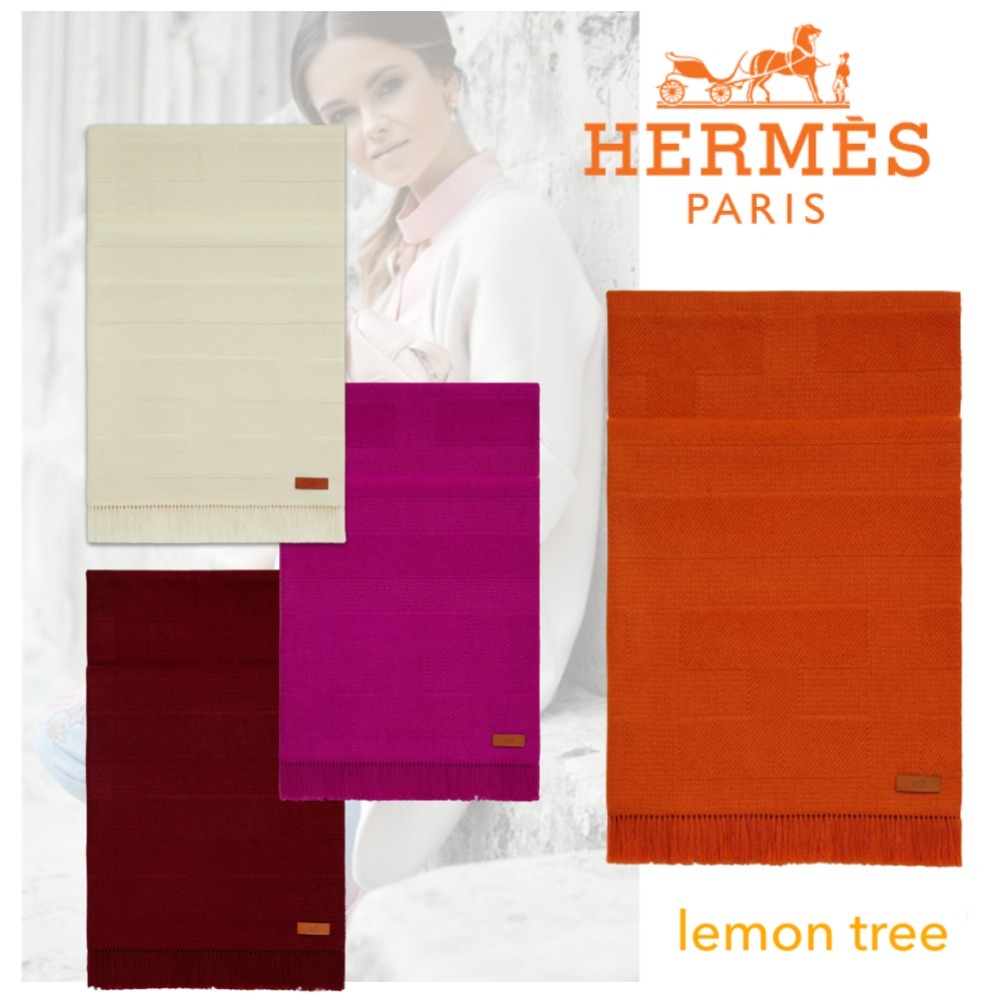 【HERMES】Rayee H ストール カシミア フリンジ ストライプ