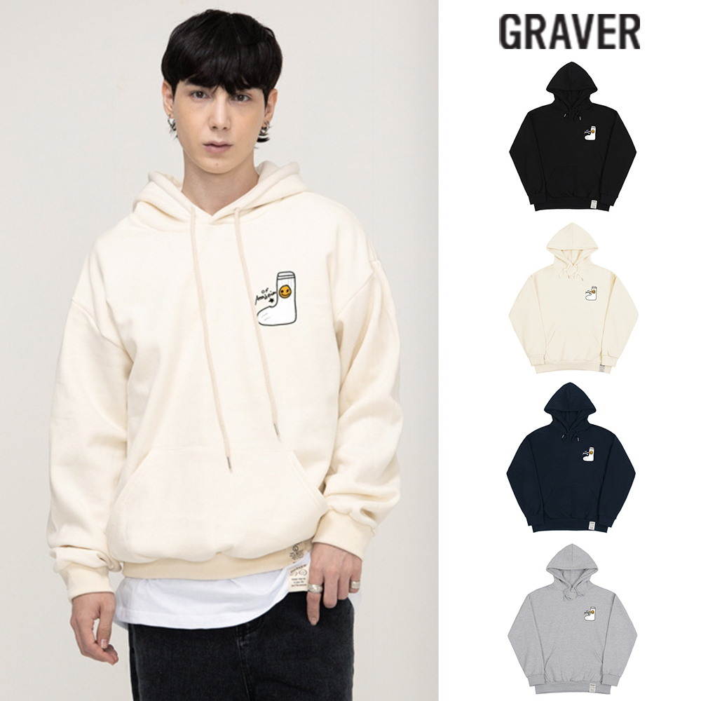 【GRAVER】23FW★ Socks Drawing Smile Logo Hoodie