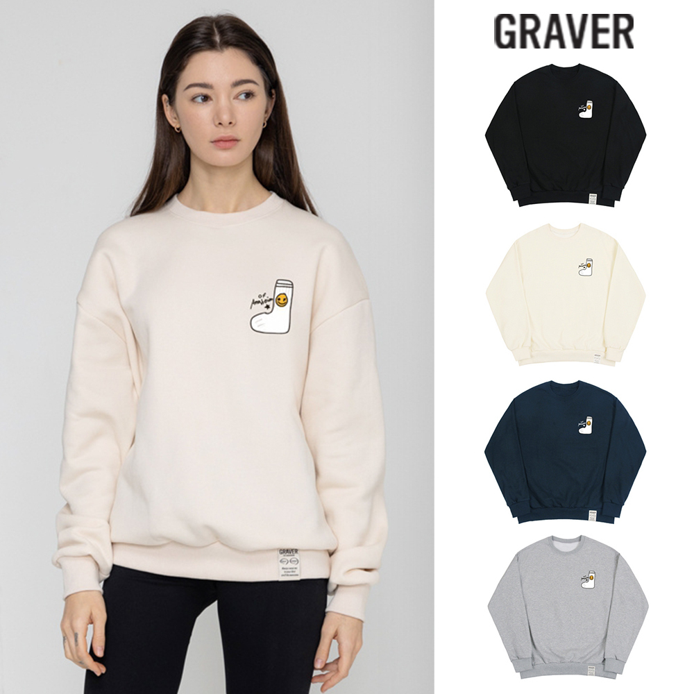 【GRAVER】23FW★ Socks Drawing Smile Logo Sweatshirt