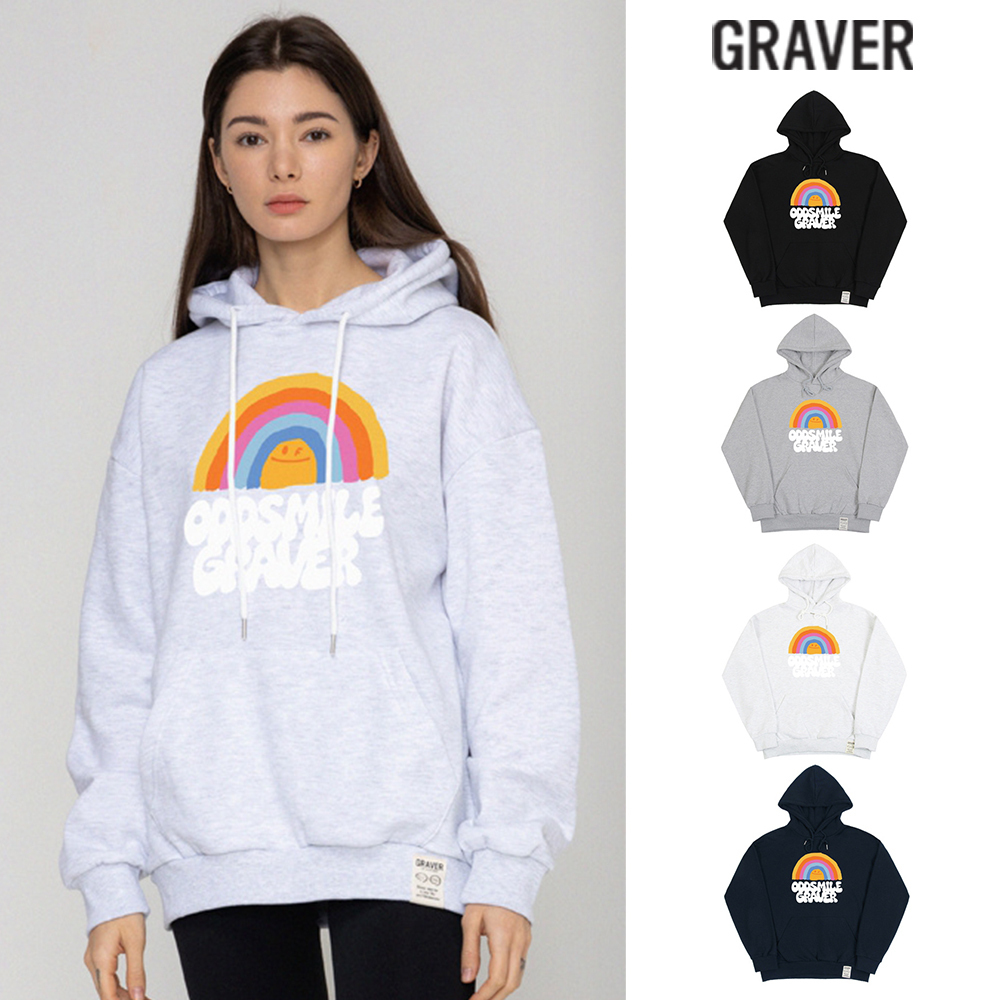【GRAVER】23FW★ ODDSMILE Rainbow Smile Hoodie