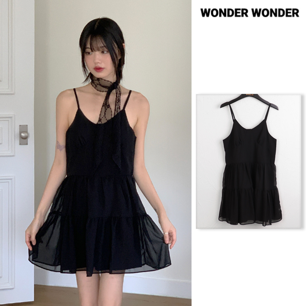 【WONDER WONDER】Chews Chiffon Tiered Flare N/S Mini OP