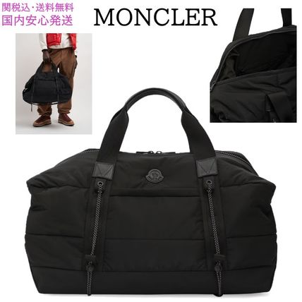 MONCLER Boston Bags A4 2WAY Plain Leather Logo Boston Bags