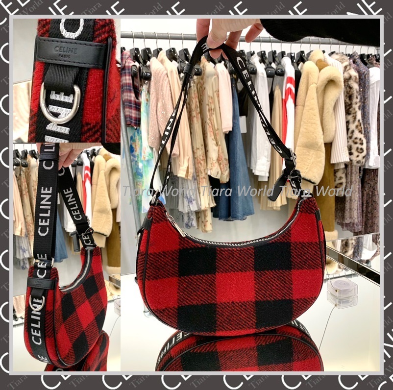 お洒落レッド■CELINE AVA ミディアム アヴァ バッグ チェック