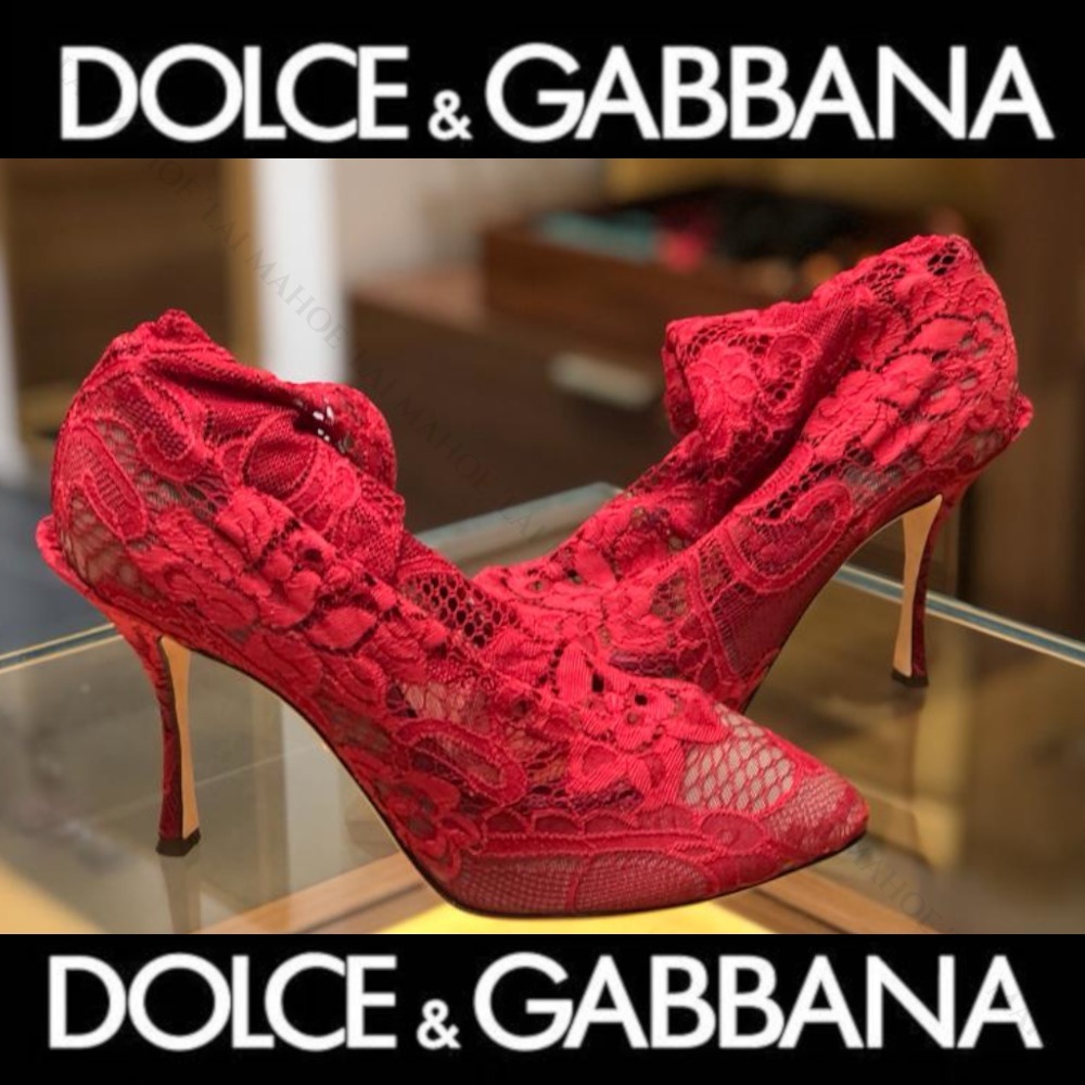 DOLCE&GABBANA ストレッチ レース ショート ソックスブーツ