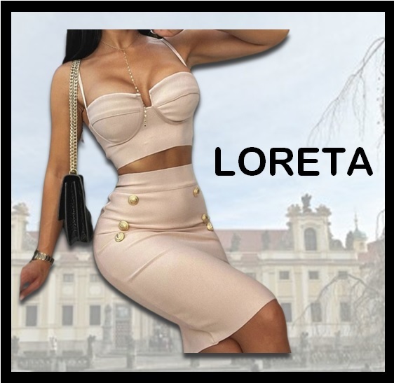★LORETA★Sima Beige Set★キャミトップ＆ミニタイトスカート