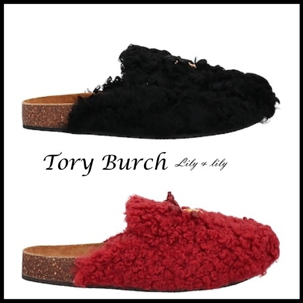 TORY BURCH ◆リボン チャーム ムートン ミュール◆関税送料込み