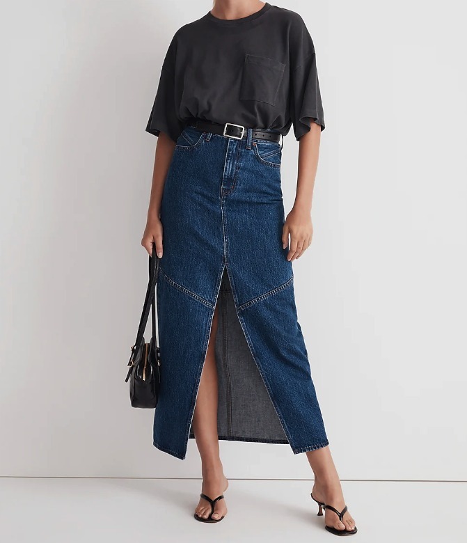 Madewell ロング デニム スリット スカート ボトム